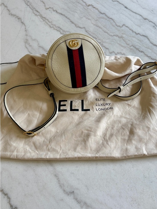 Gucci Handbags - Gucci Textured Calfskin Web Mini Ophidia Round Backpack or Sling Bag